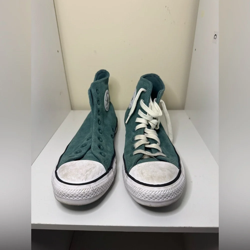 Converse All Star Chuck Taylor High Top women’s size 9.5 men 7.5 green suede - Picture 2 of 11